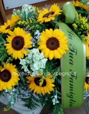 Cuscinetto girasoli solidago ecc piccolo con nastro