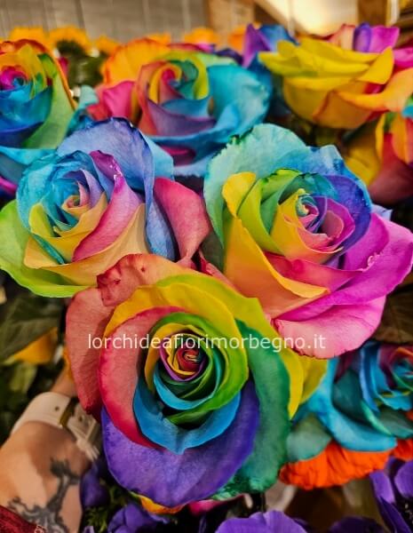 Bouquet con rose rainbow